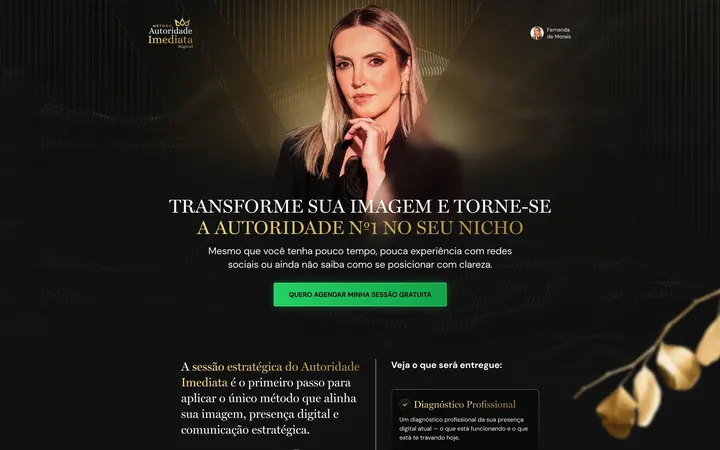 Página de captação do Autoridade Imediata, de Fernanda de Morais