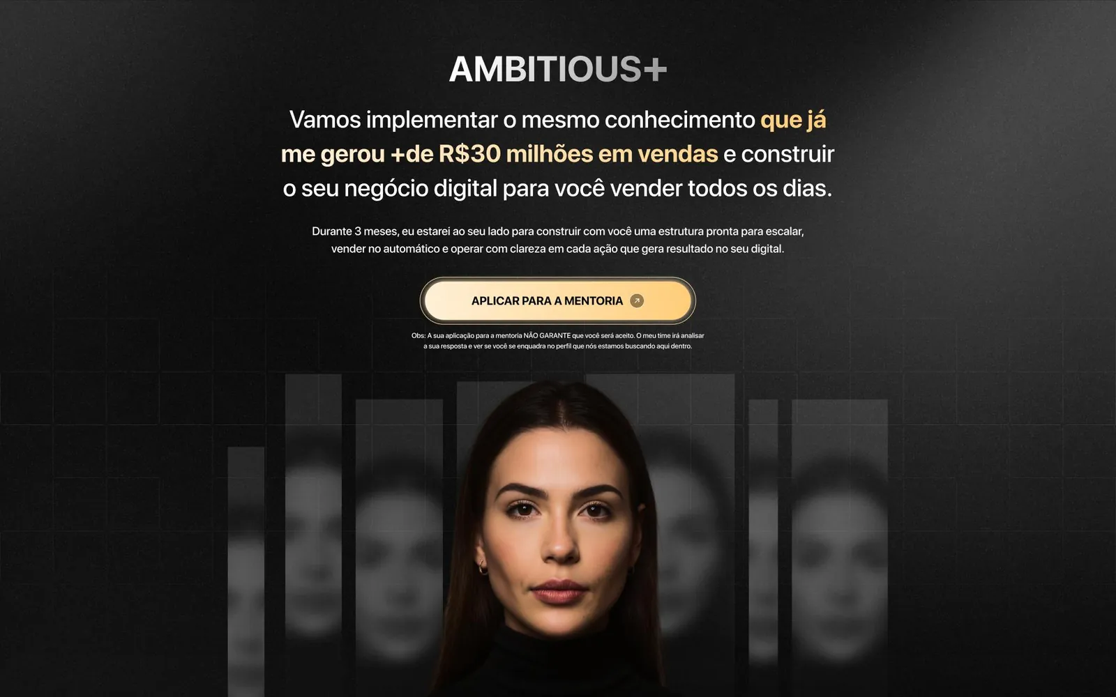 Ambitious+ mentorship sales page by Ana Jords