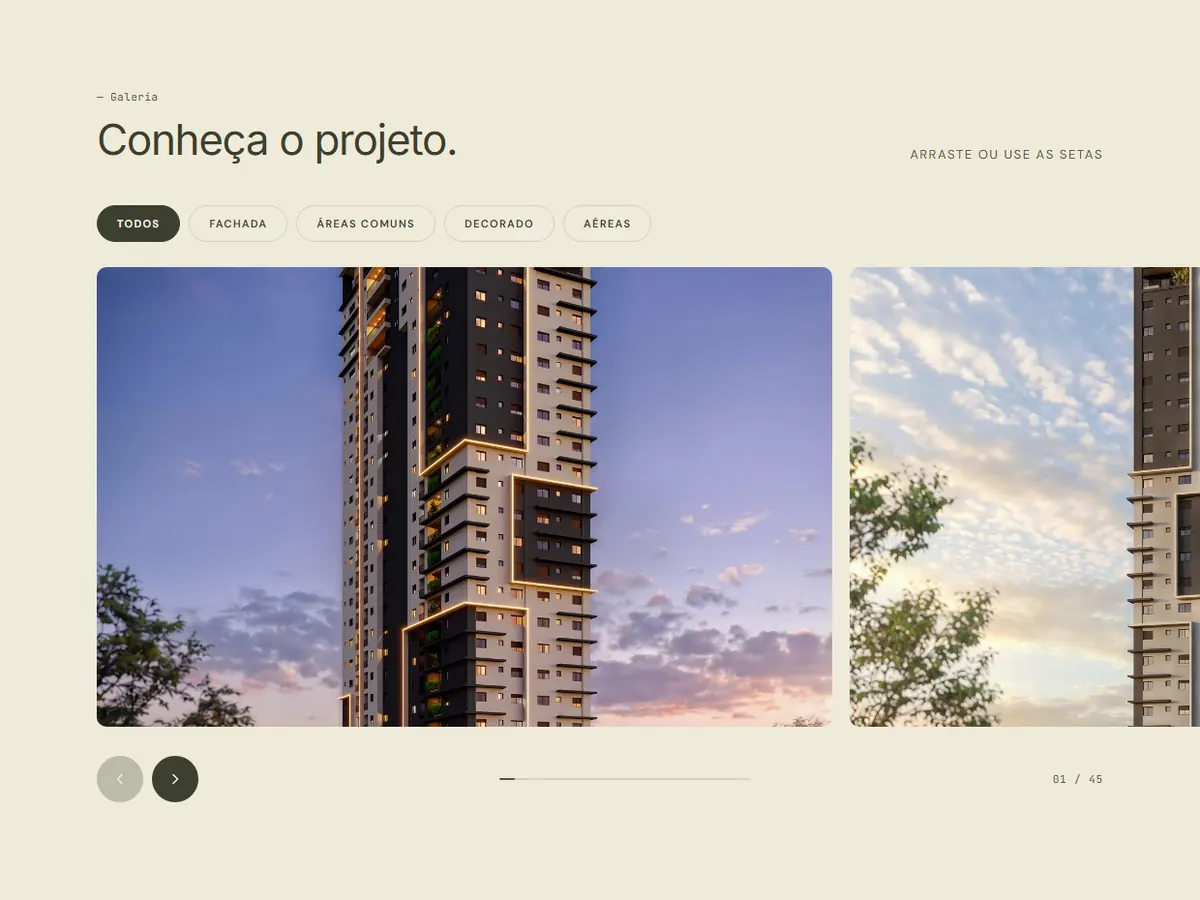 Galeria do OMNI Espelho D’Água, com filtro por ambiente