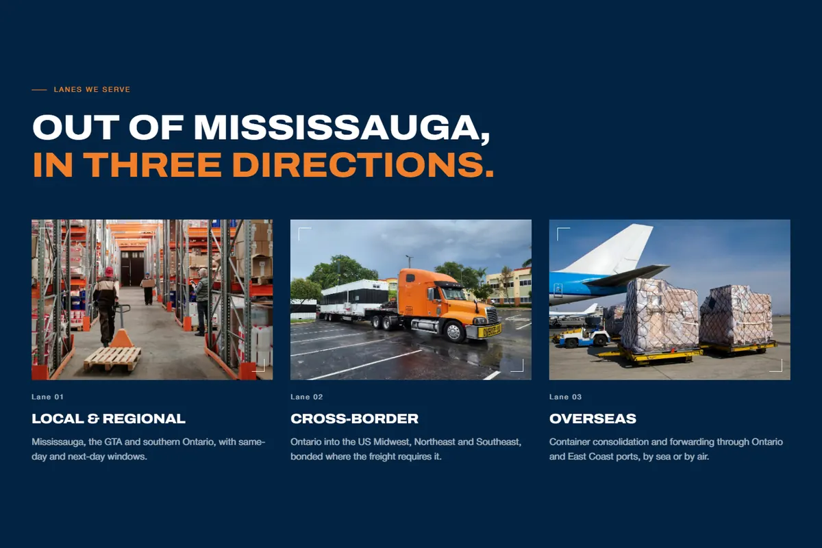 As três direções da frota a partir de Mississauga