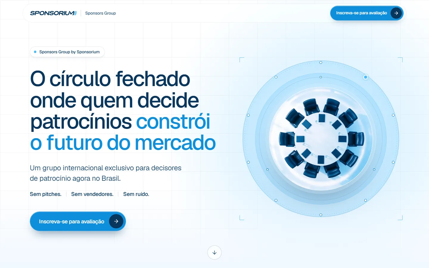 Top of the Sponsors Group by Sponsorium landing page, with the headline and a round table seen from above